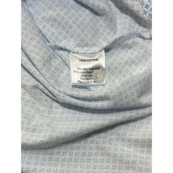 California Shirt Co Men's Button Down Short Sleeve White Blue Pattern Size Large - Picture 6 of 6
